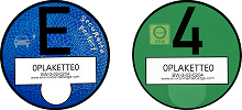 Blaue E-Plakette und grüne Umweltplakette